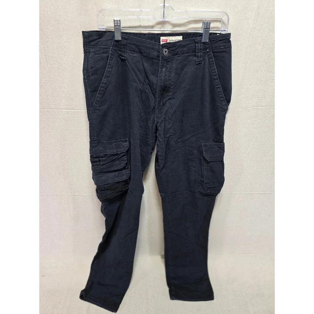Wrangler Regular Taper Cargo Pants Mens 32x32 Black Utility Workwear 112326301